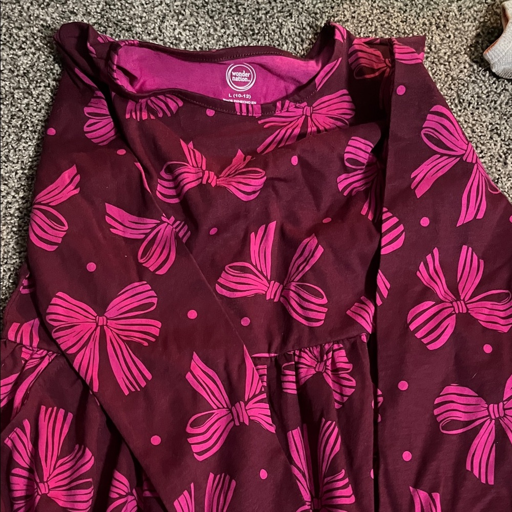 Pink Bow Patterned Dress
